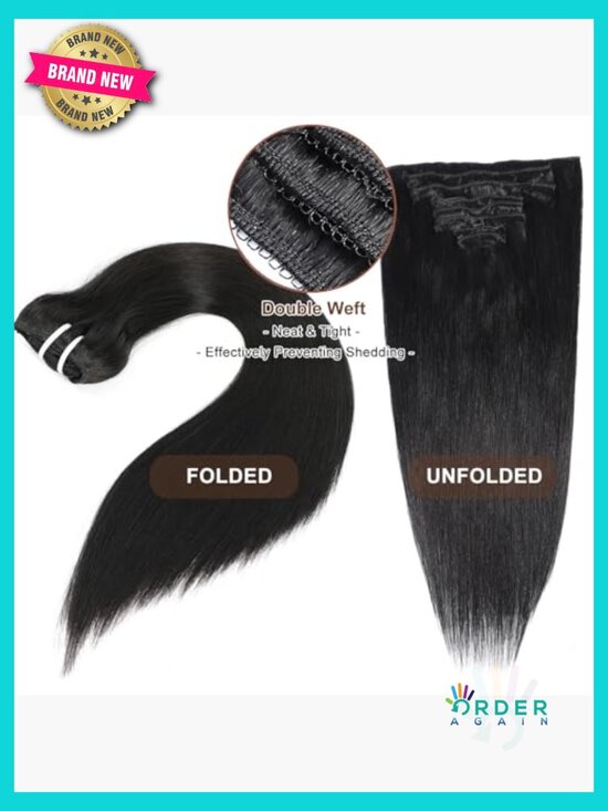 Clip In Hair Extensions Real Human Hair 8Pcs 100g Silky Straight 24 Inch Remy main image 4